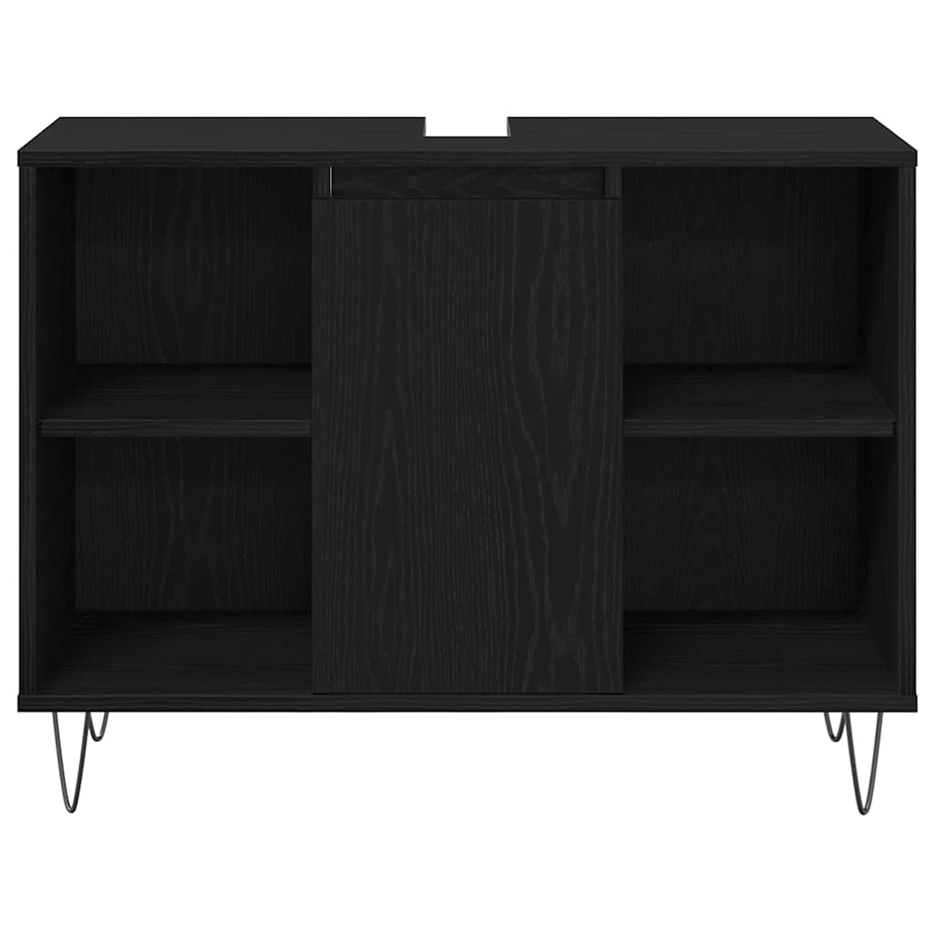 vidaXL Badezimmermöbel-Set 3 pcs Schwarz Eichen-Optik Holzwerkstoff