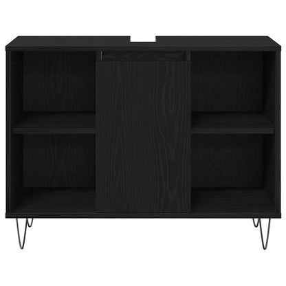 vidaXL Badezimmermöbel-Set 3 pcs Schwarz Eichen-Optik Holzwerkstoff