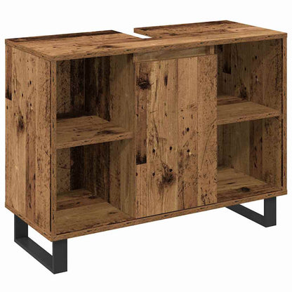 vidaXL Ensemble de meubles de salle de bain avec étagère avec porte 3 pcs Marron Bois d'ingénierie