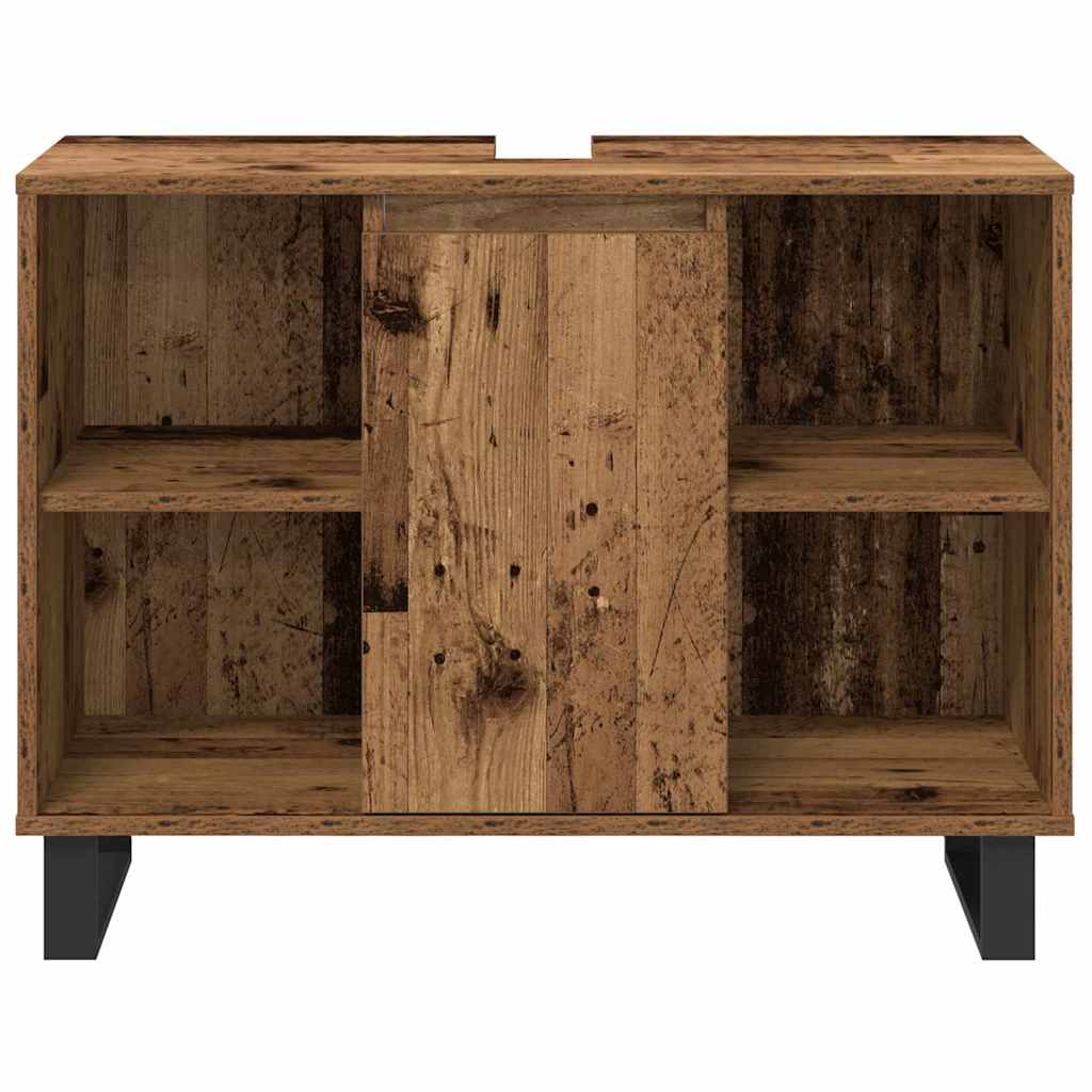 vidaXL Ensemble de meubles de salle de bain avec étagère avec porte 3 pcs Marron Bois d'ingénierie