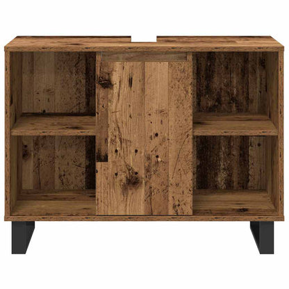 vidaXL Ensemble de meubles de salle de bain avec étagère avec porte 3 pcs Marron Bois d'ingénierie