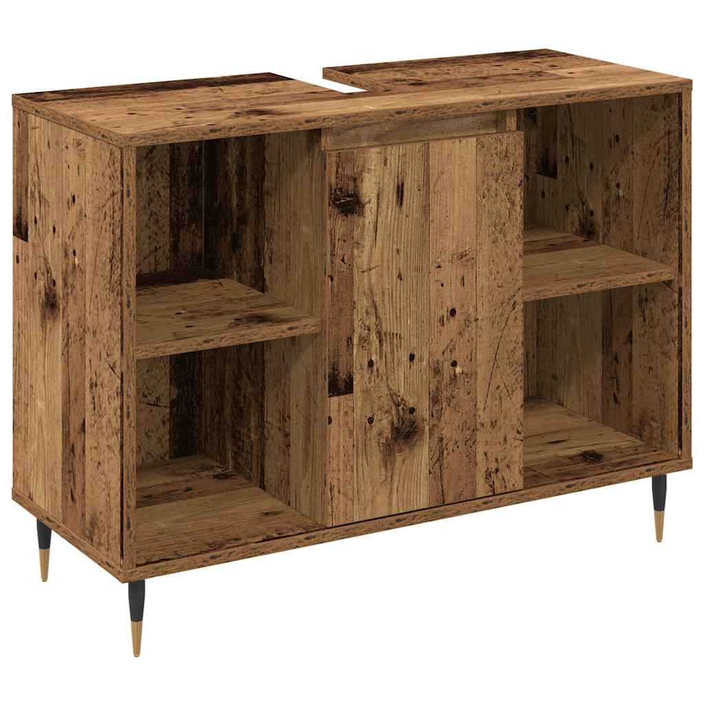 vidaXL Badezimmermöbel-Set mit Regal 3 pcs Altholz Holzwerkstoff