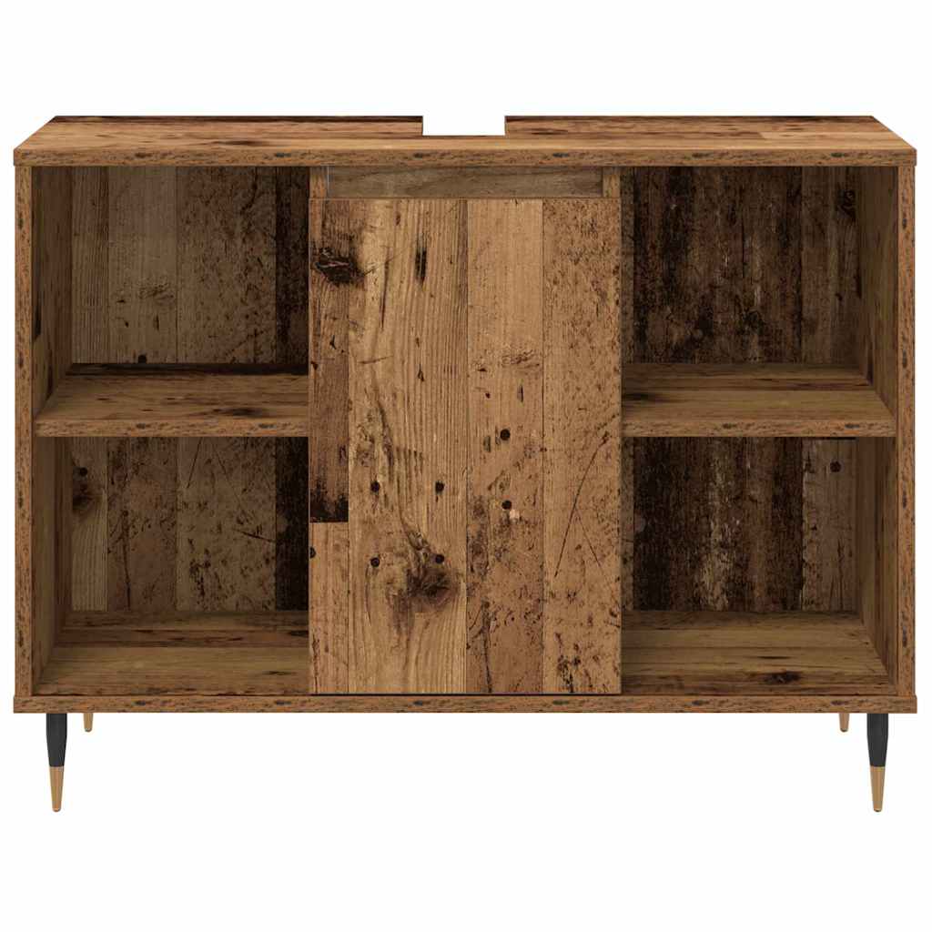 vidaXL Badezimmermöbel-Set mit Regal 3 pcs Altholz Holzwerkstoff