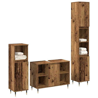 vidaXL Badezimmermöbel-Set mit Regal 3 pcs Altholz Holzwerkstoff