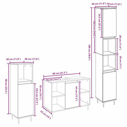 vidaXL Badezimmermöbel-Set mit Regal 3 pcs Artisan-Eiche Holzwerkstoff
