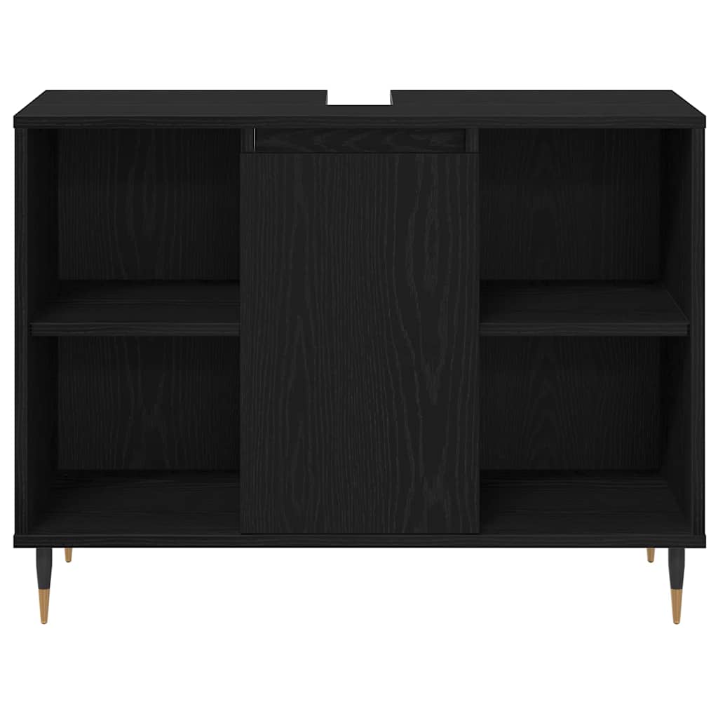 vidaXL Badezimmermöbel-Set 3 pcs Schwarz Eichen-Optik Holzwerkstoff