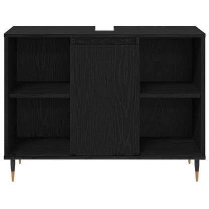vidaXL Badezimmermöbel-Set 3 pcs Schwarz Eichen-Optik Holzwerkstoff
