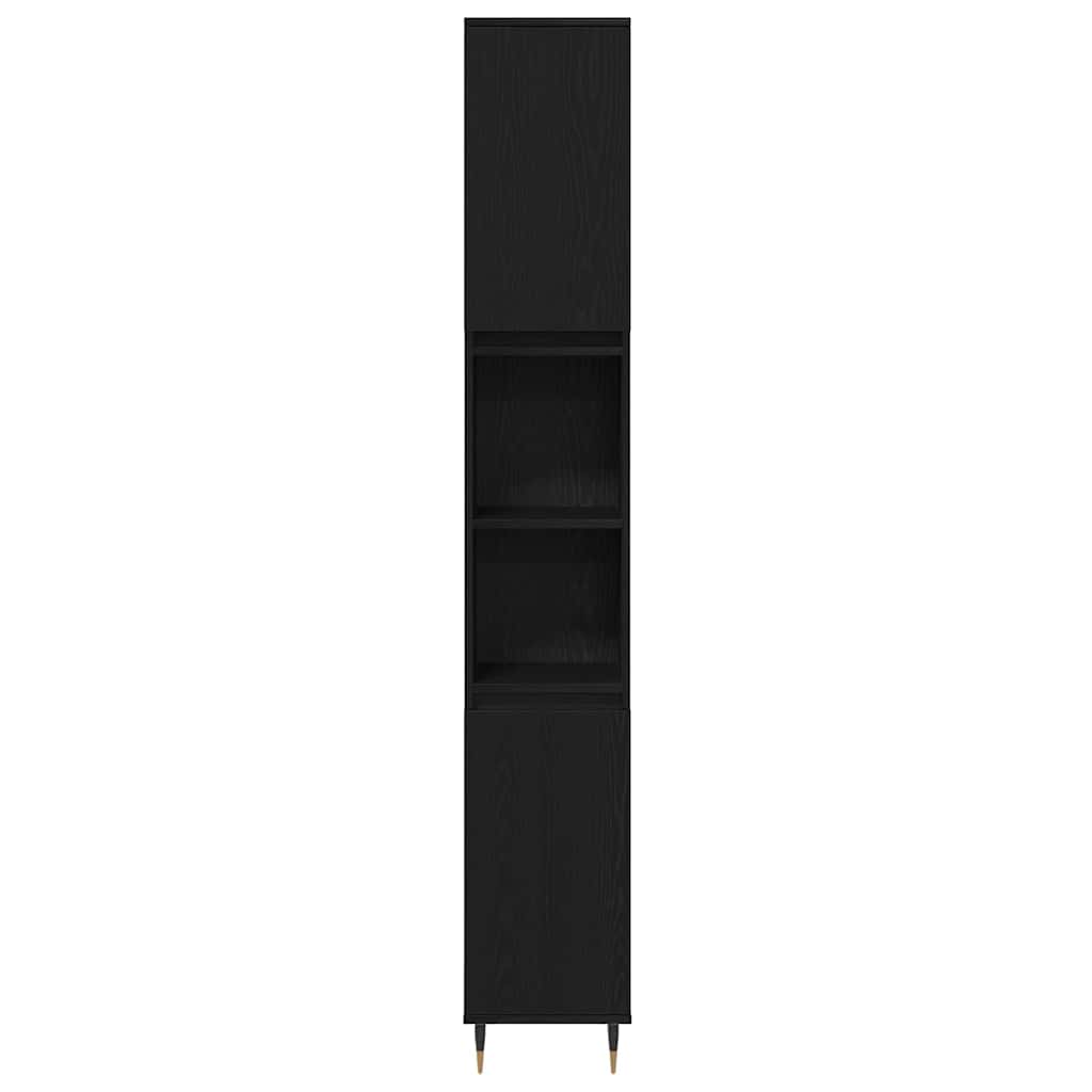 vidaXL Badezimmermöbel-Set 3 pcs Schwarz Eichen-Optik Holzwerkstoff