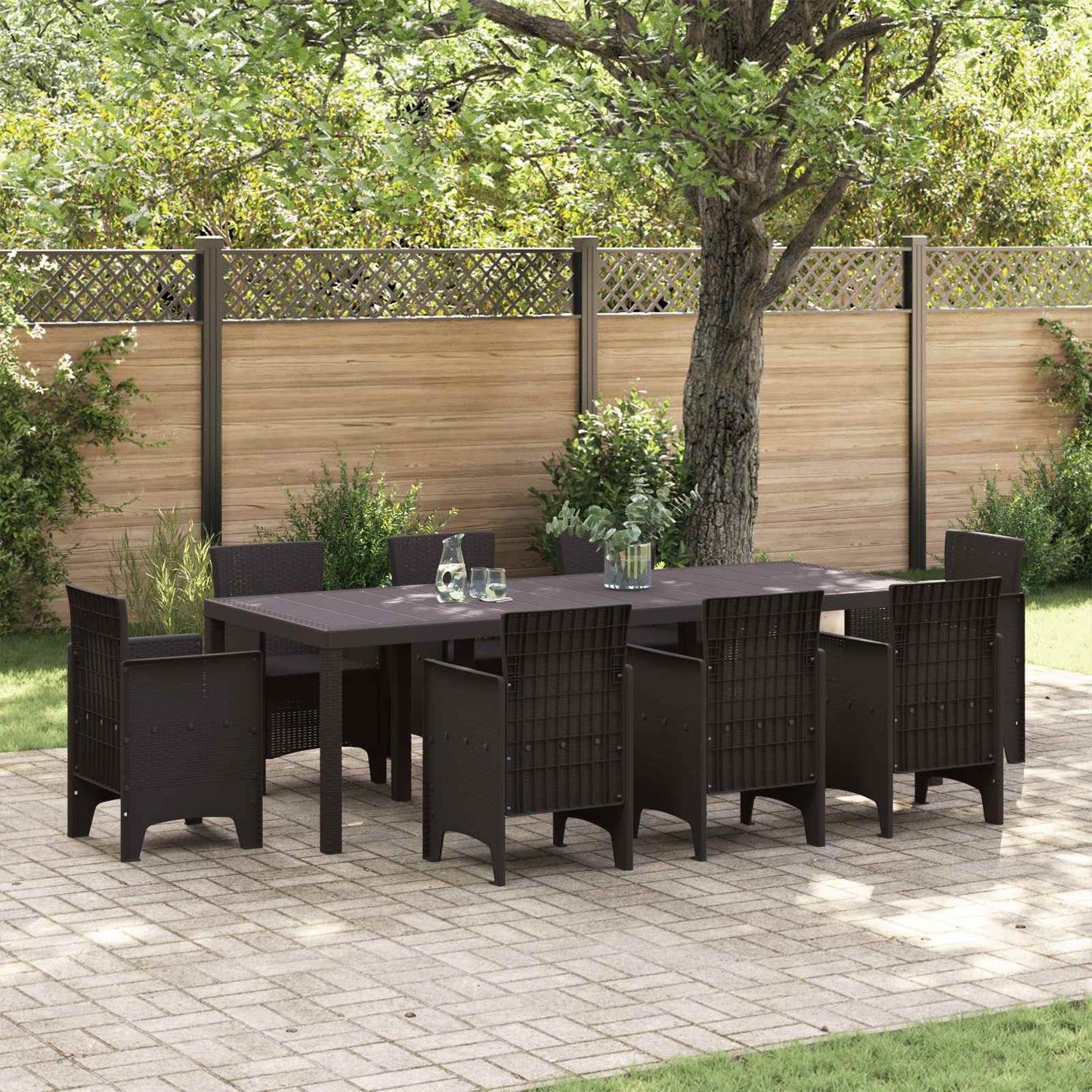 Gartentisch Braun 250 x 100 x 73 cm Poly-Rattan