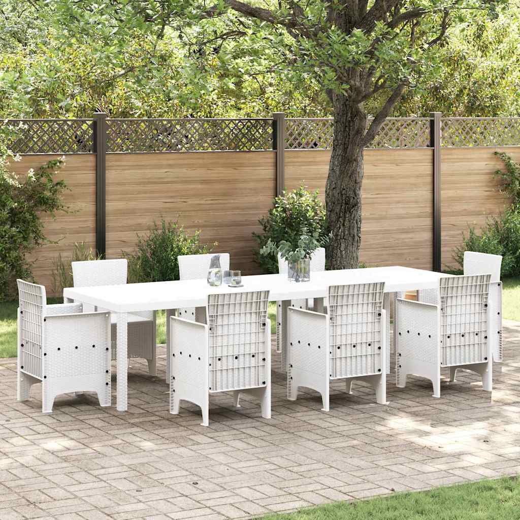 vidaXL Gartentisch Weiß 300 x 100 x 73 cm Poly-Rattan