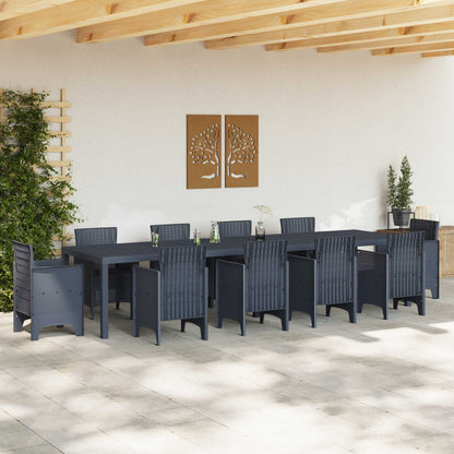 vidaXL Gartentisch Anthrazit 350 x 100 x 74 cm Poly-Rattan