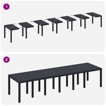 vidaXL Gartentisch Anthrazit 350 x 100 x 74 cm Poly-Rattan
