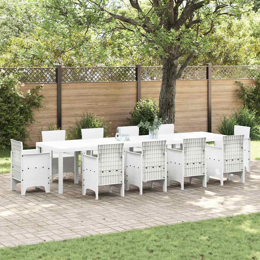 vidaXL Gartentisch Weiß 350 x 100 x 74 cm Poly-Rattan