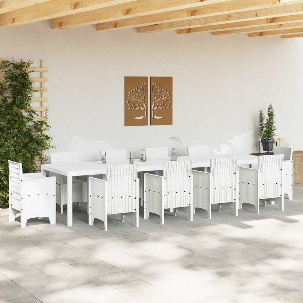 vidaXL Gartentisch Weiß 350 x 100 x 74 cm Poly-Rattan