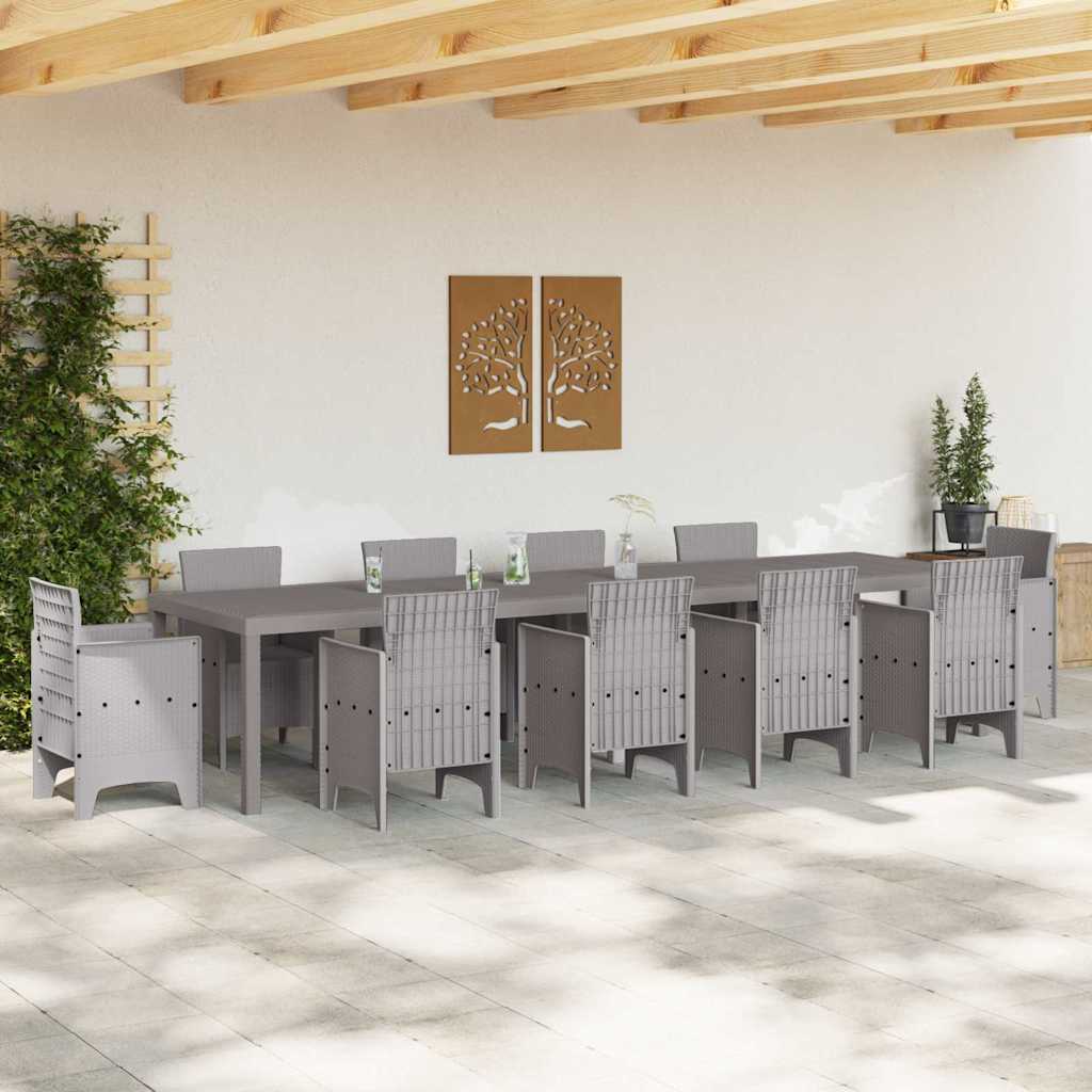 vidaXL Gartentisch Hellgrau 350 x 100 x 74 cm Poly-Rattan