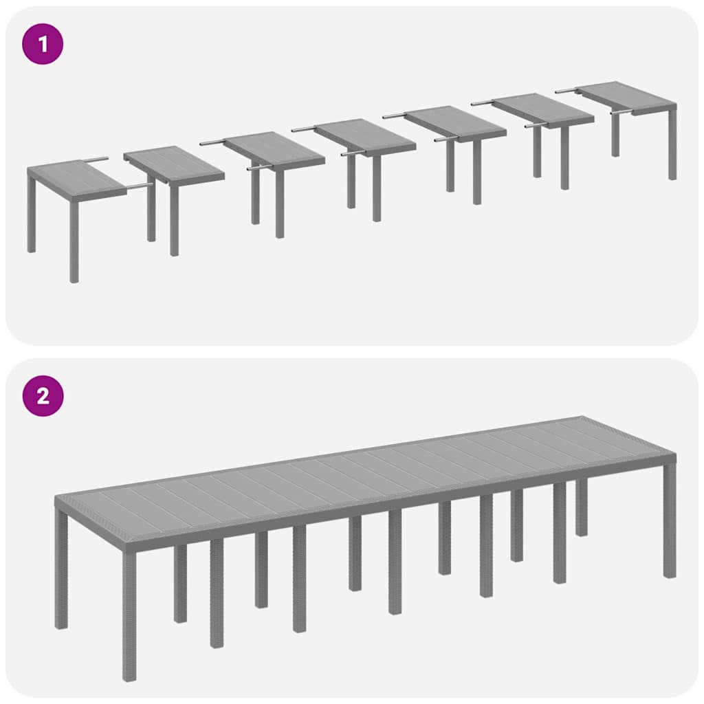 vidaXL Gartentisch Hellgrau 350 x 100 x 74 cm Poly-Rattan