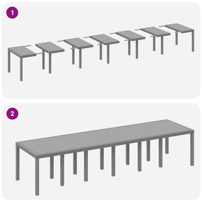 vidaXL Gartentisch Hellgrau 350 x 100 x 74 cm Poly-Rattan