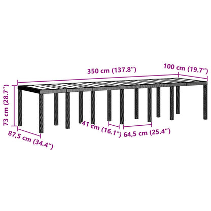 vidaXL Gartentisch Hellgrau 350 x 100 x 74 cm Poly-Rattan