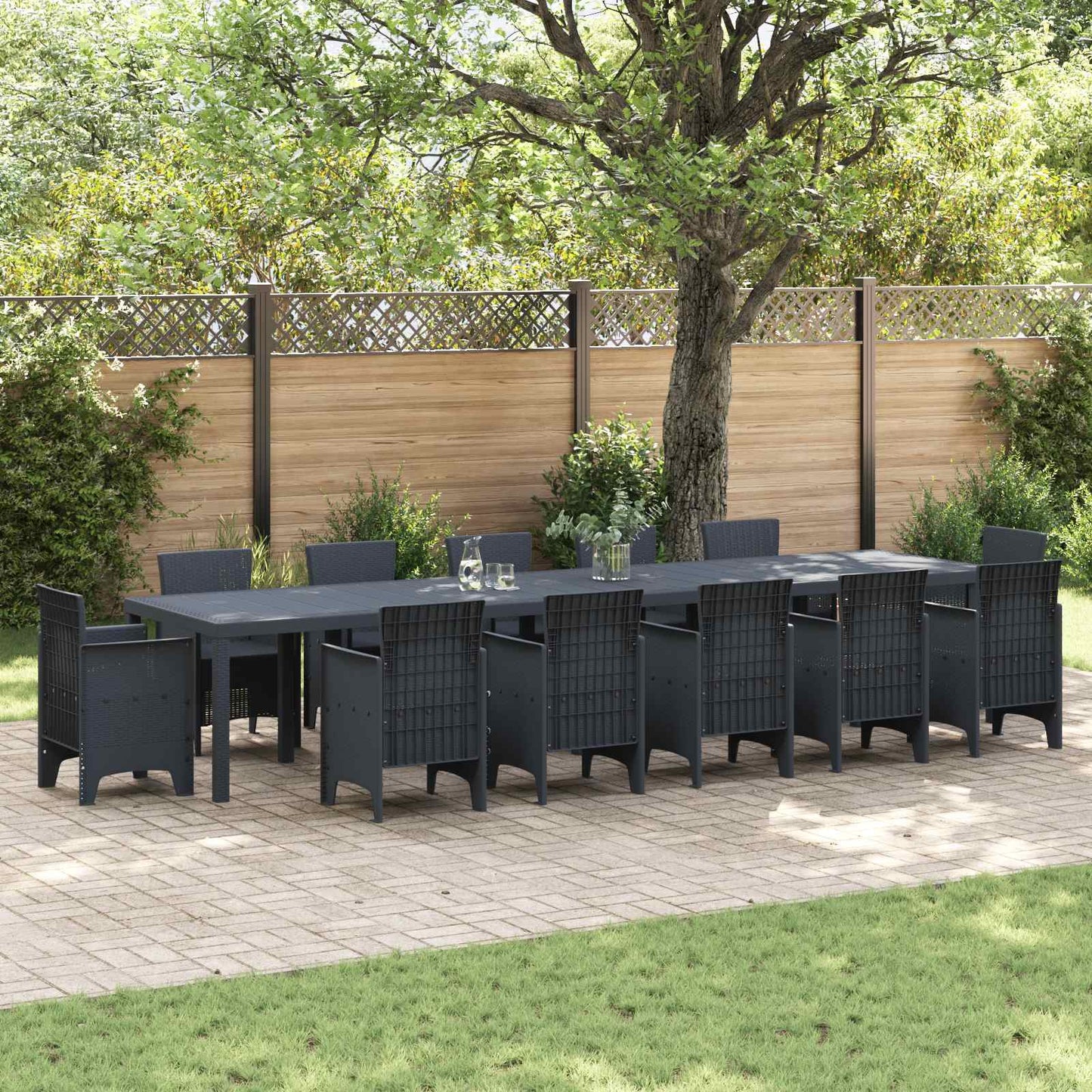 vidaXL Gartentisch Anthrazit 400 x 100 x 73 cm Poly-Rattan