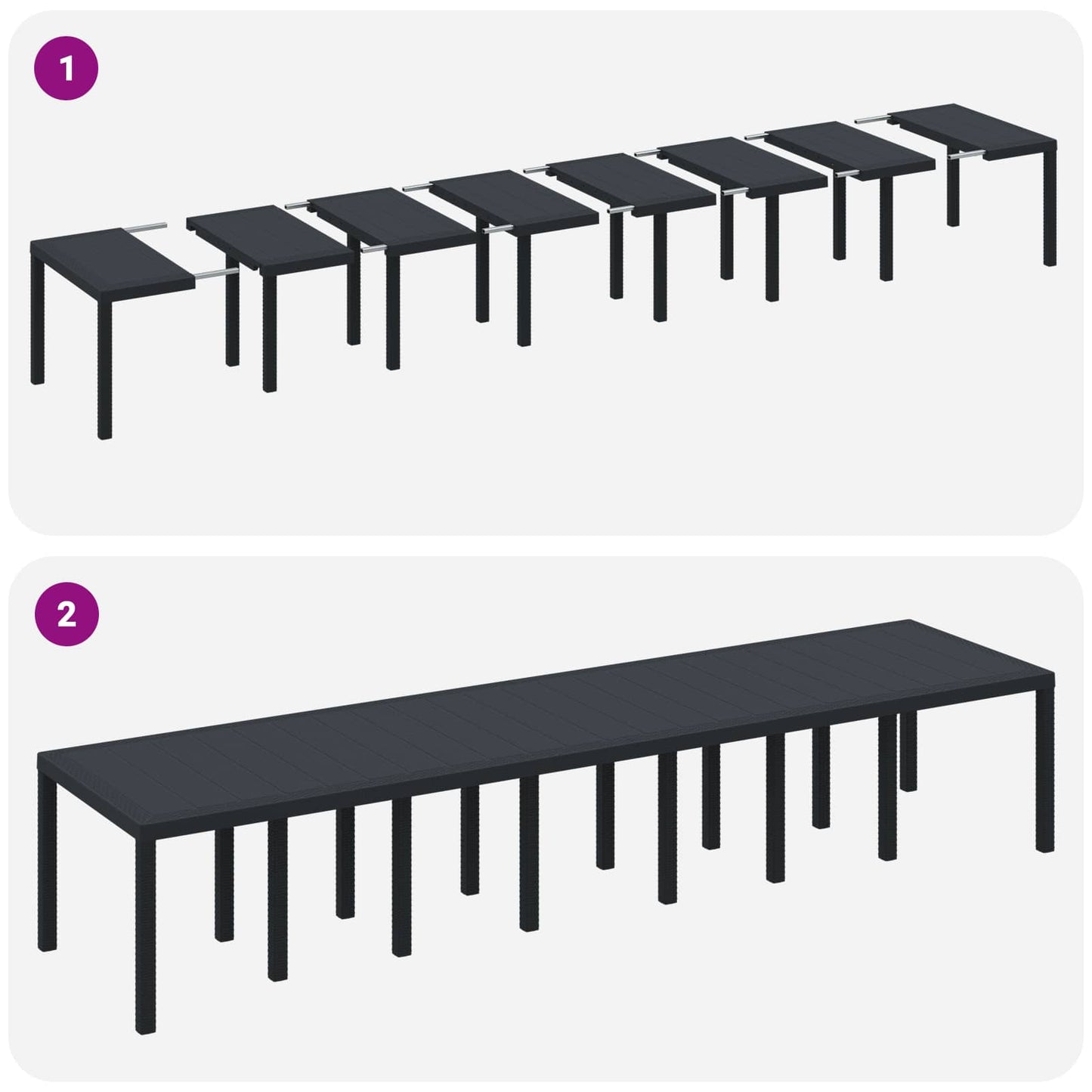vidaXL Gartentisch Anthrazit 400 x 100 x 73 cm Poly-Rattan