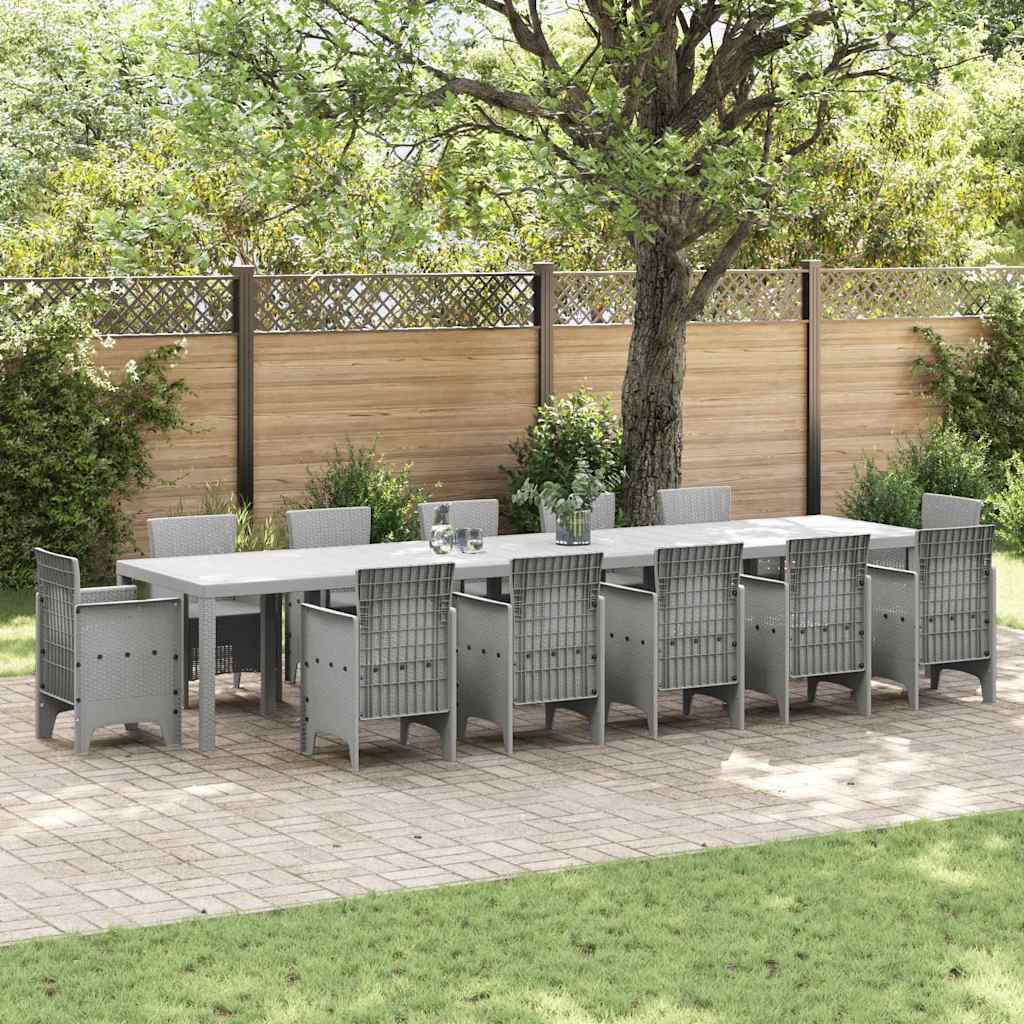 vidaXL Gartentisch Hellgrau 400 x 100 x 73 cm Poly-Rattan