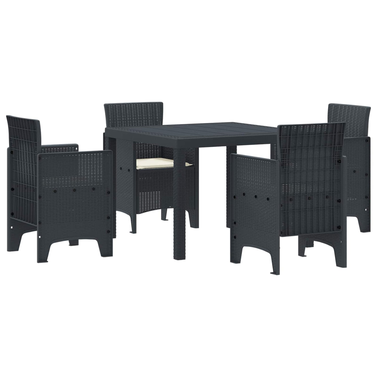 vidaXL Garten Essgruppe 5 pcs Anthrazit Polypropylen