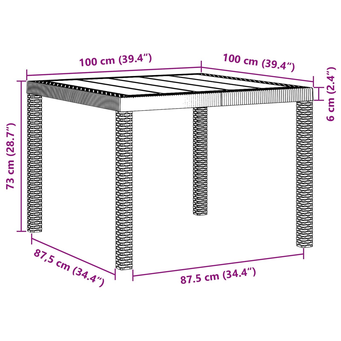 Garten Essgruppe 5 pcs Braun Polypropylen