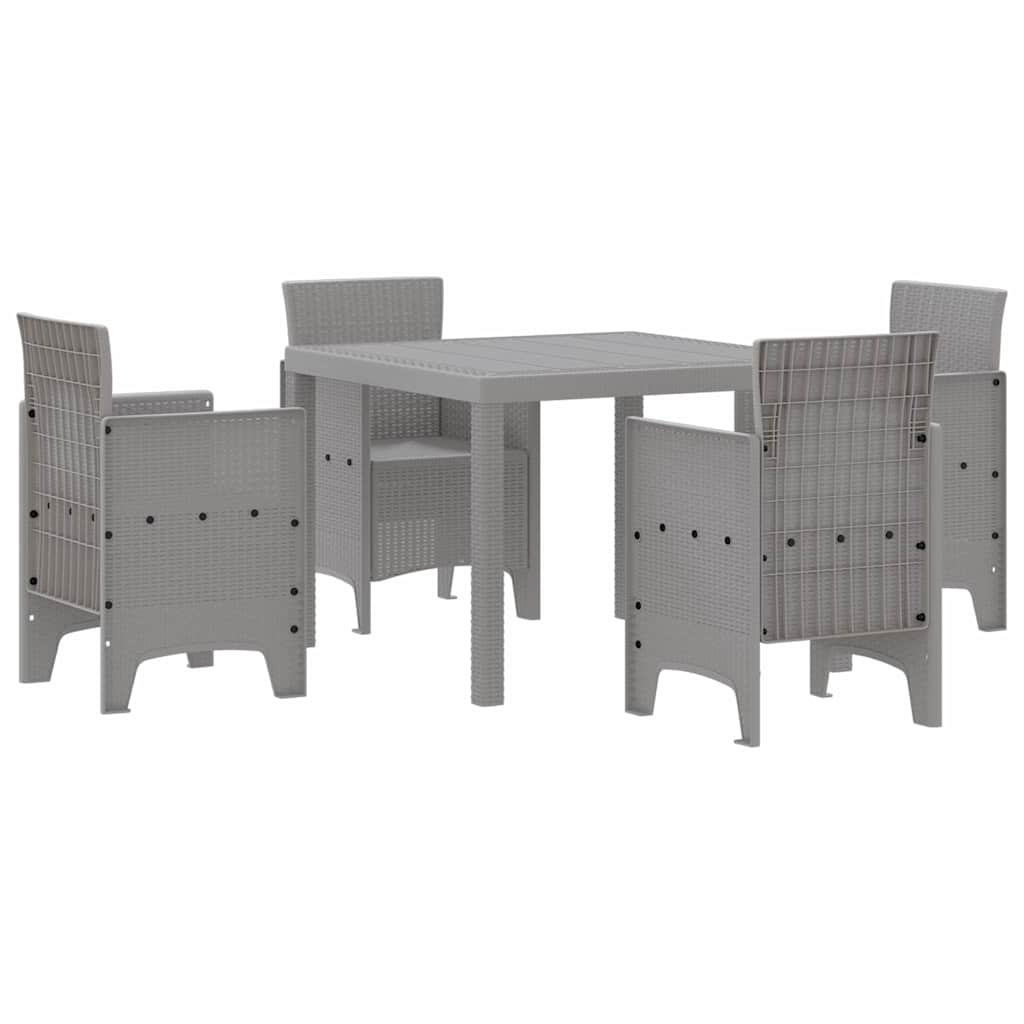 vidaXL Garten Essgruppe 5 pcs Hellgrau Polypropylen