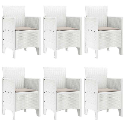 Garten Essgruppe 7 pcs Weiß Polt Rattan