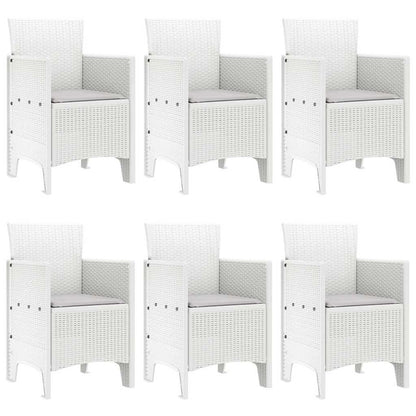 Garten Essgruppe 7 pcs Weiß Polt Rattan