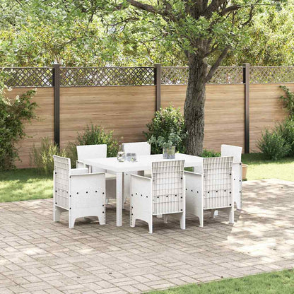 vidaXL Garten Essgruppe 7 pcs Weiß Polt Rattan