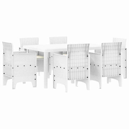 vidaXL Garten Essgruppe 7 pcs Weiß Polt Rattan