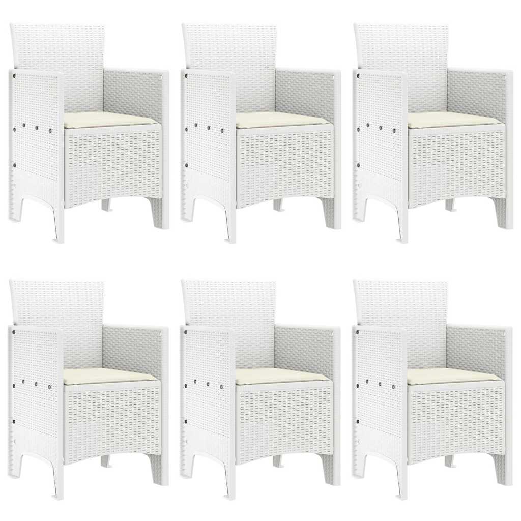 vidaXL Garten Essgruppe 7 pcs Weiß Polt Rattan