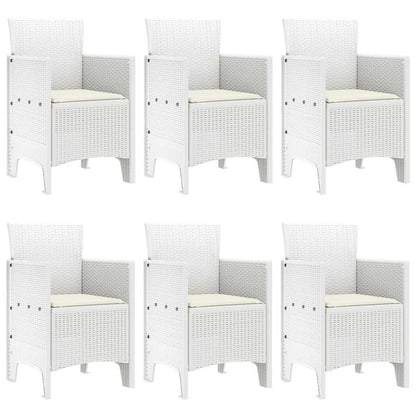 vidaXL Garten Essgruppe 7 pcs Weiß Polt Rattan