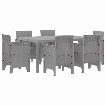 vidaXL Garten Essgruppe 7 pcs Hellgrau Polt Rattan