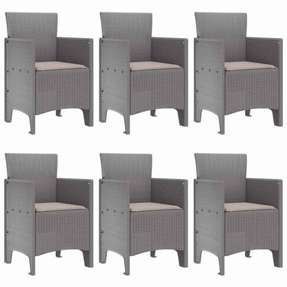 Garten Essgruppe 7 pcs Hellgrau Polt Rattan