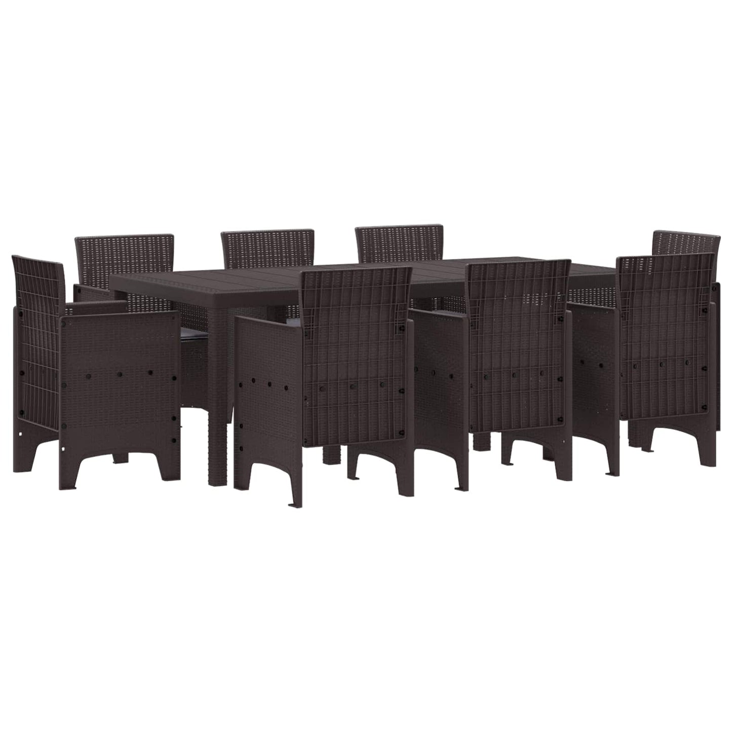 vidaXL Garten Essgruppe 9 pcs Braun Polypropylen