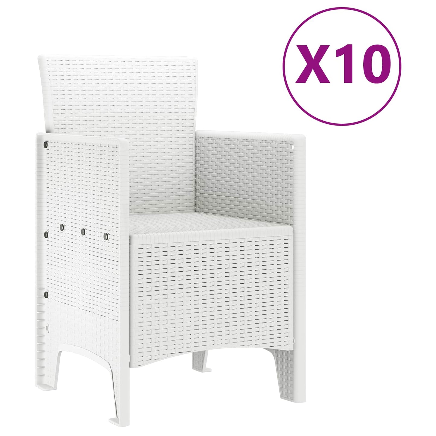 vidaXL Garten Essgruppe 11 pcs Weiß Polypropylen