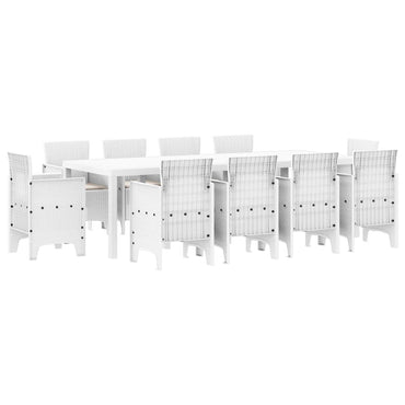 vidaXL Garten Essgruppe 11 pcs Weiß Polypropylen
