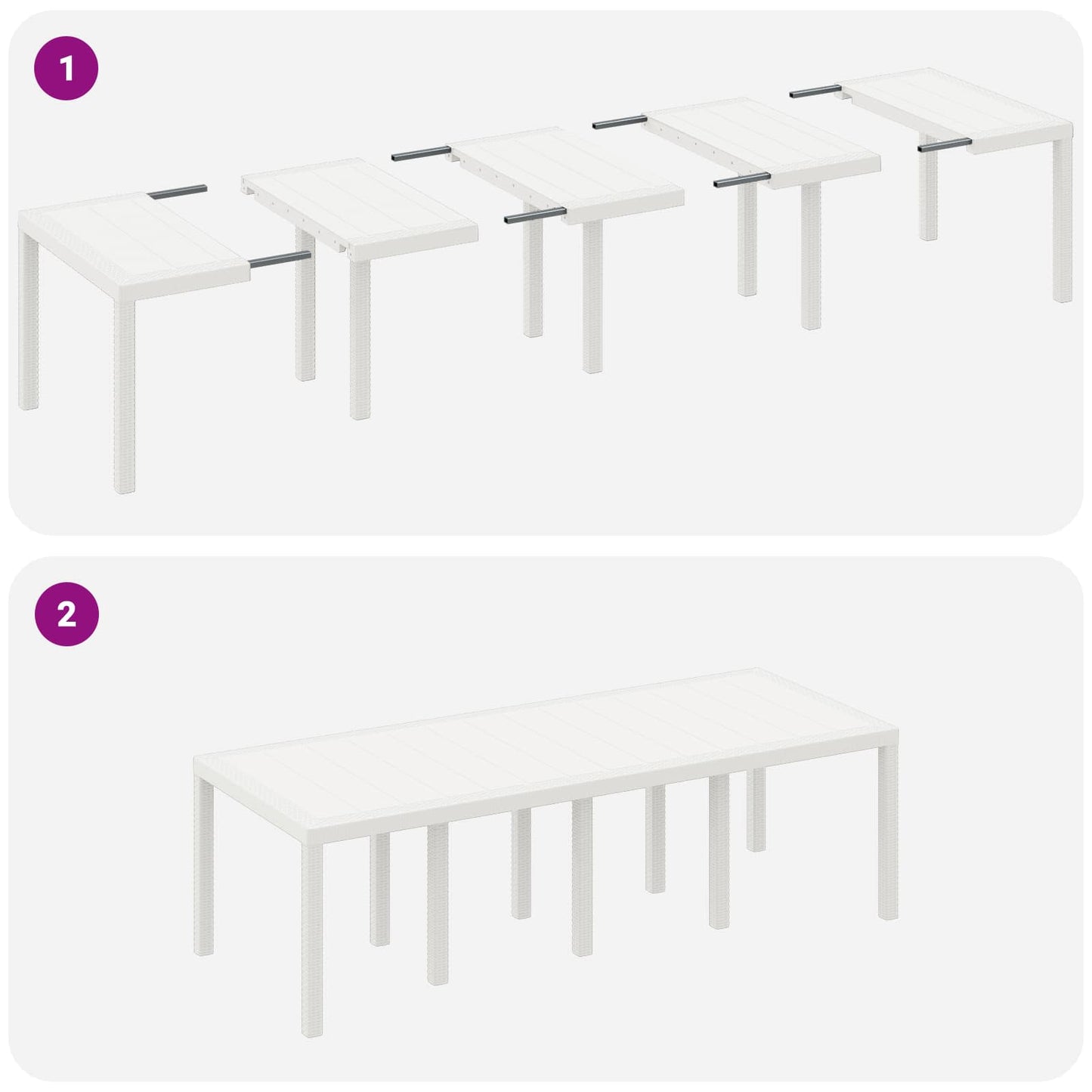 vidaXL Garten Essgruppe 11 pcs Weiß Polypropylen