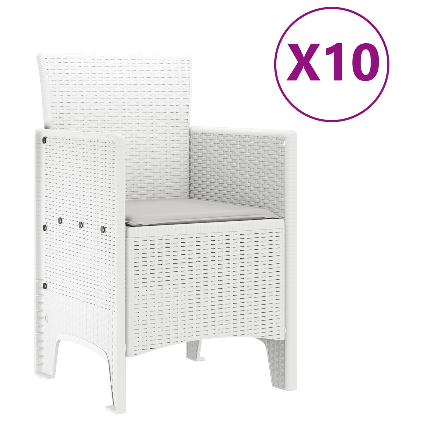 vidaXL Garten Essgruppe 11 pcs Weiß Polypropylen