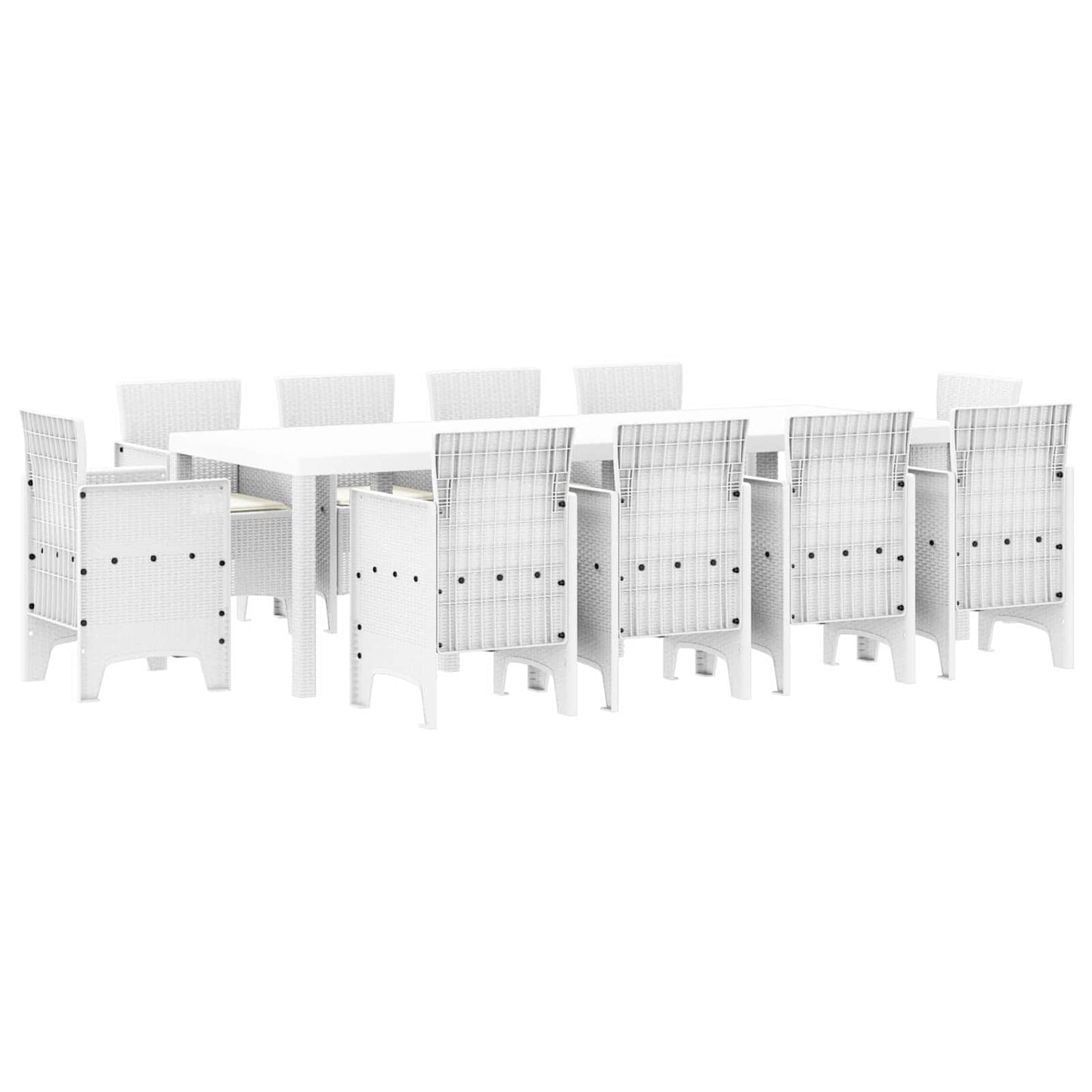 vidaXL Garten Essgruppe 11 pcs Weiß Polypropylen