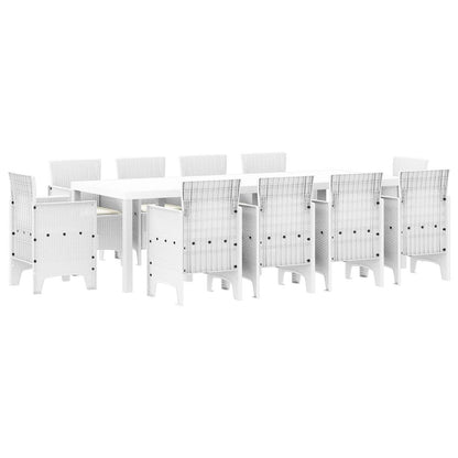 vidaXL Garten Essgruppe 11 pcs Weiß Polypropylen