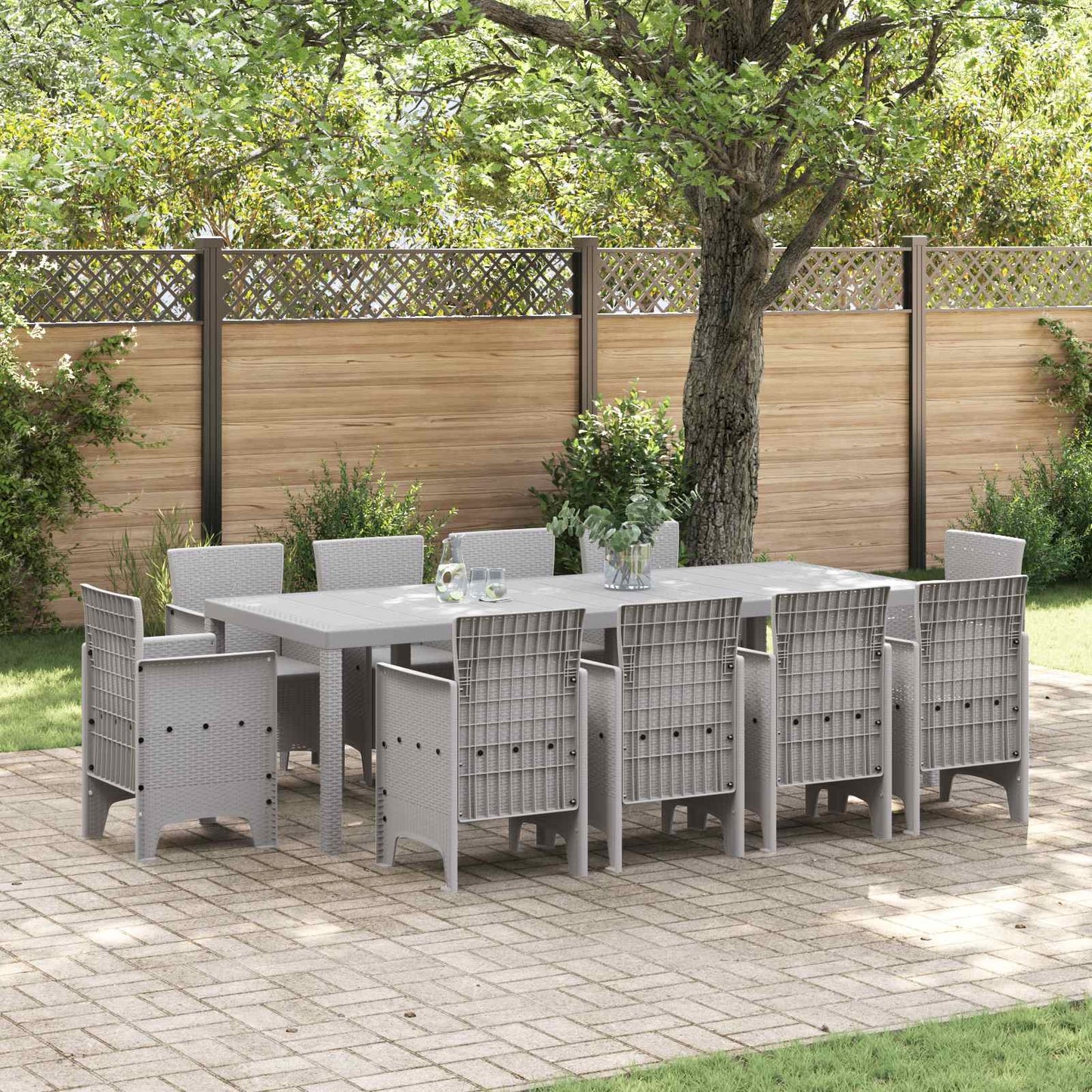 vidaXL Garten Essgruppe 11 pcs Hellgrau Polypropylen