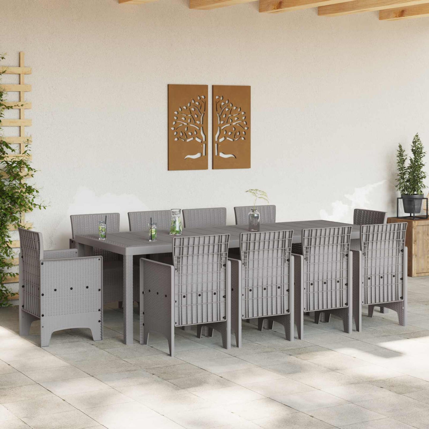 vidaXL Garten Essgruppe 11 pcs Hellgrau Polypropylen