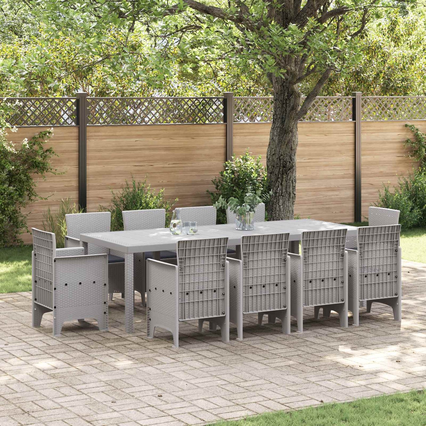 vidaXL Garten Essgruppe 11 pcs Hellgrau Polypropylen