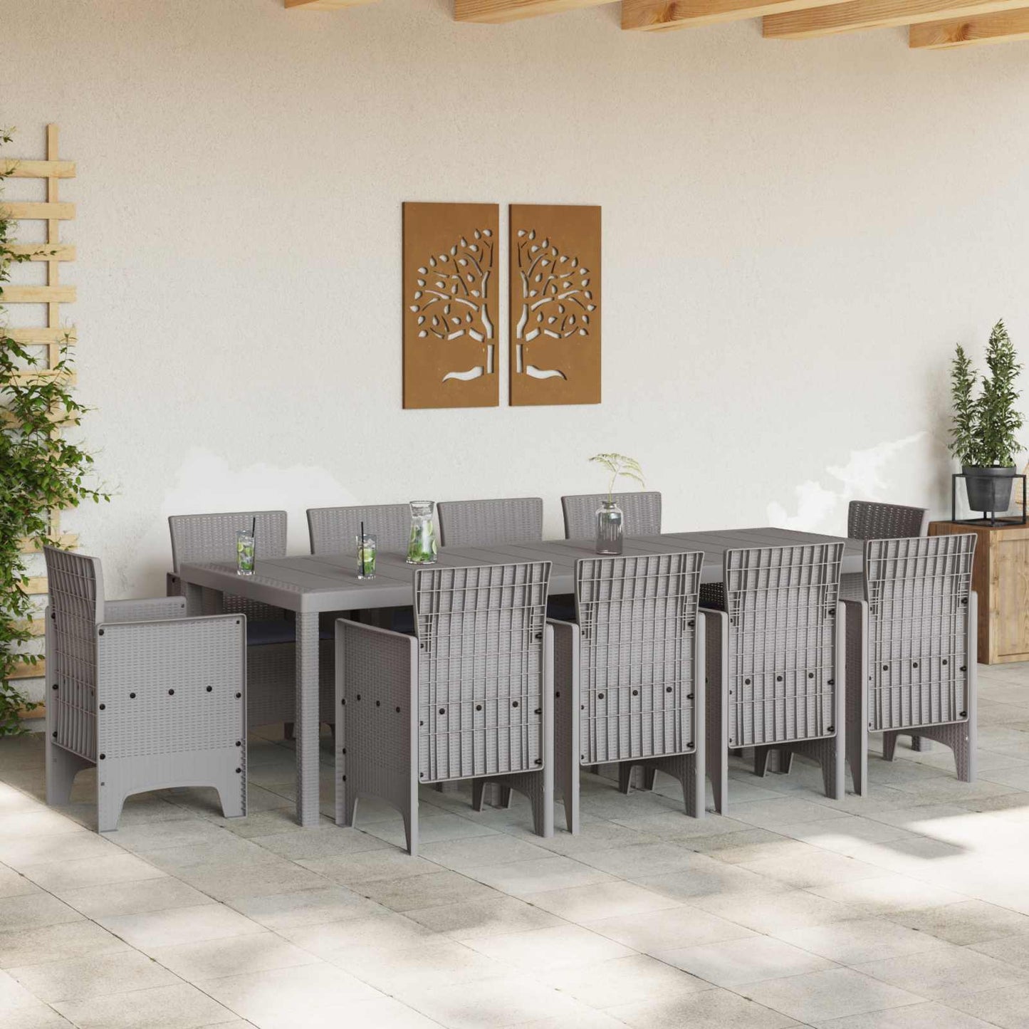 vidaXL Garten Essgruppe 11 pcs Hellgrau Polypropylen