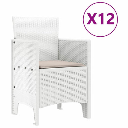 Garten Essgruppe 13 pcs Weiß und Hellgrau Poly-Rattan und Stahl