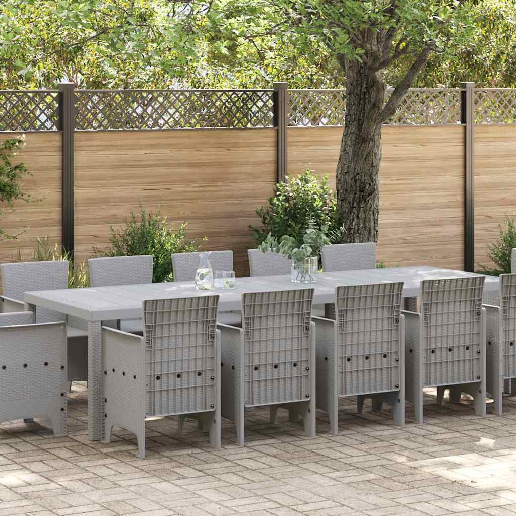 vidaXL Garten Essgruppe 13 pcs Hellgrau Poly Rattan