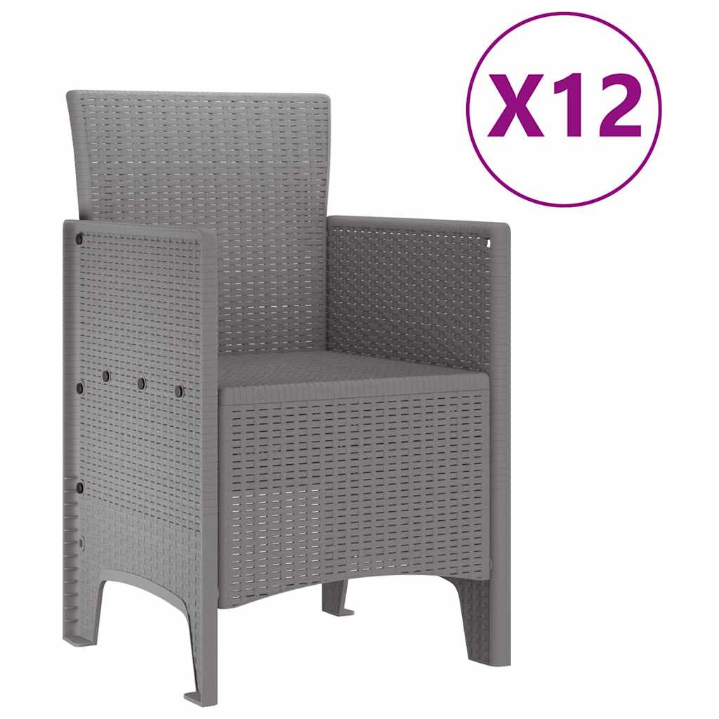 vidaXL Garten Essgruppe 13 pcs Hellgrau Poly Rattan